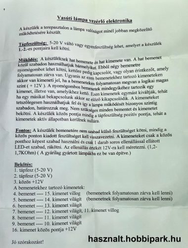 Jelző- és fénysorompó vezérlőáramkörök - DARABONKÉNT